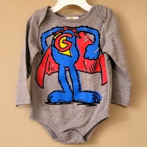 Sesame Street Grover grey long sleeved onesie/bodysuit
